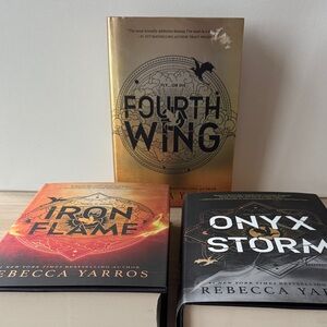 Fourth Wing, Iron Flame, and Onyx Storm Books Never Read
